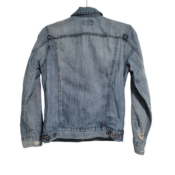 Lucky Brand The Tomboy Trucker Distressed Blue Jean Jacket Pockets Size Small - Picture 7 of 9